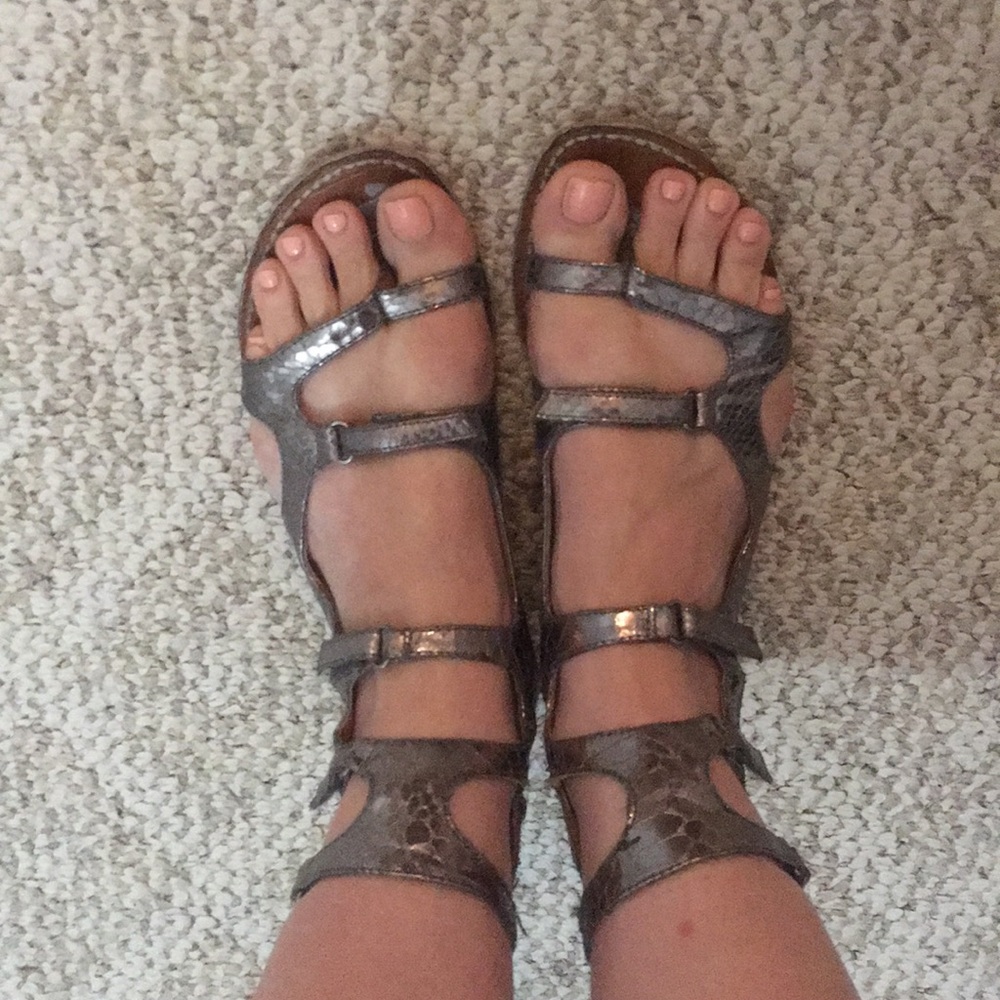 Sam Edelman Gunmetal Metallic Gladiator Sandals 8